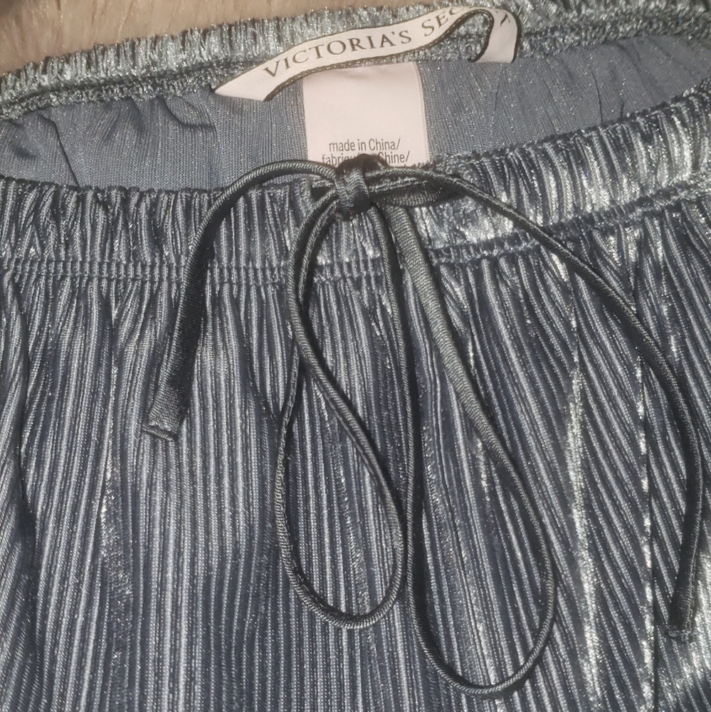 Victorias Secret Shimmering Blue Ribbed Satin Pajama Pants SIZE: XS